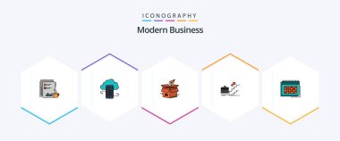 Modern Business 25 FilledLine icon pack including product release. business. business. box. mobile
