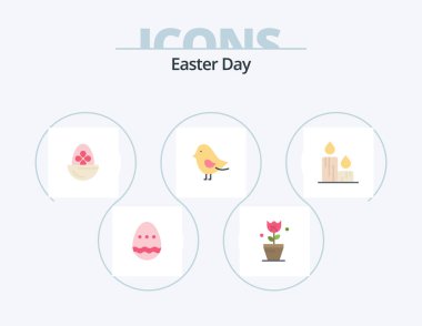 Easter Flat Icon Pack 5 Icon Design. fire. nature. boiled. easter. food