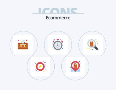 Ecommerce Flat Icon Pack 5 Icon Design. sale. ecommerce. store. clock. case