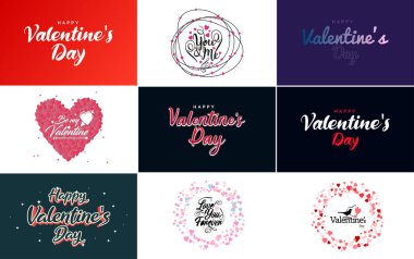 Happy Valentine's Day greeting card template with a romantic theme and a red color scheme