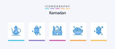 Ramadan Blue 5 Icon Pack Including muslim. dates. ramadan. bowl. muslim. Creative Icons Design