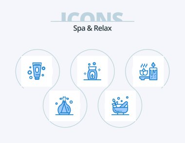Spa And Relax Blue Icon Pack 5 Icon Design. relaxation. aromatherapy. care. spa. aroma
