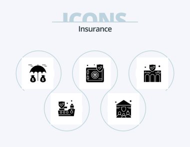 Insurance Glyph Icon Pack 5 Icon Design. property. construction. protection. business. security