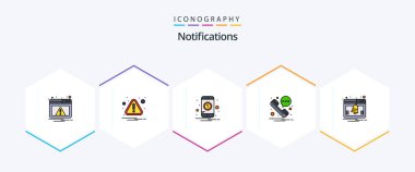 Notifications 25 FilledLine icon pack including notice. web. notification. sms. message