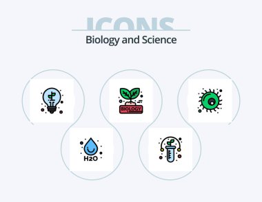 Biology Line Filled Icon Pack 5 Icon Design. magnifier. green. biology. glass. ho