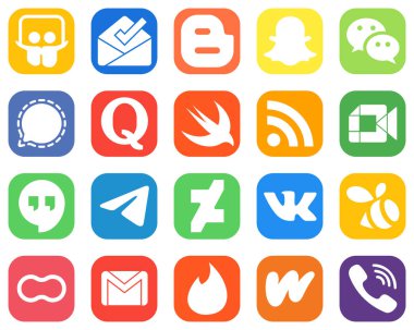 20 Modern Social Media Icons such as google meet. mesenger. feed and swift icons. Gradient Social Media Icons Collection