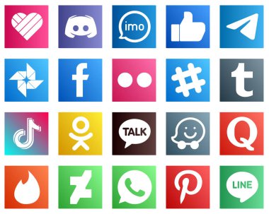 20 Unique Social Media Icons such as facebook. google photo and messenger icons. Creative and high resolution