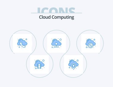 Cloud Computing Blue Icon Pack 5 Icon Design. cloud. call. network. cloud