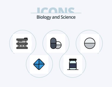 Biology Line Filled Icon Pack 5 Icon Design. tablets. biochemistry. biology. biology. atom