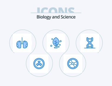 Biology Blue Icon Pack 5 Icon Design. biology. leaf. anatomy. lab. healthcare