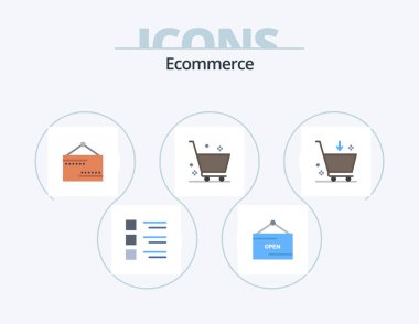 Ecommerce Flat Icon Pack 5 Icon Design. buy. e commerce. signboard. delete. sign