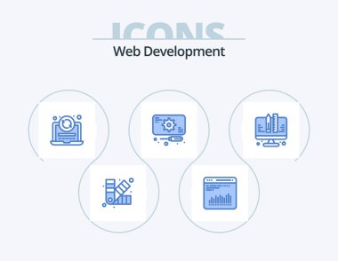 Web Development Blue Icon Pack 5 Icon Design. development. service. laptop. repairs. development