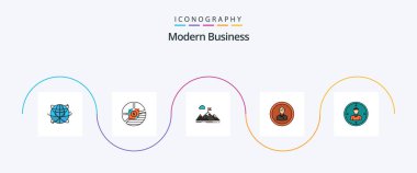 Modern Business Line Filled Flat 5 Icon Pack Including goal. aim. analysis. achievement. seo