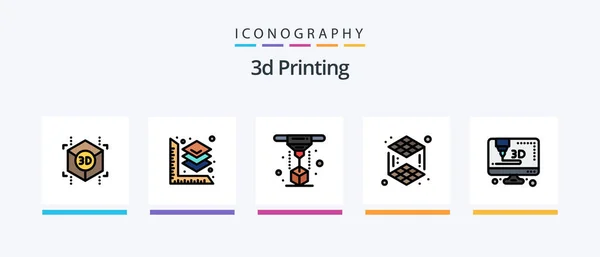 Printing Line Filled Icon Pack Including Creative Icons Design — Vettoriale Stock