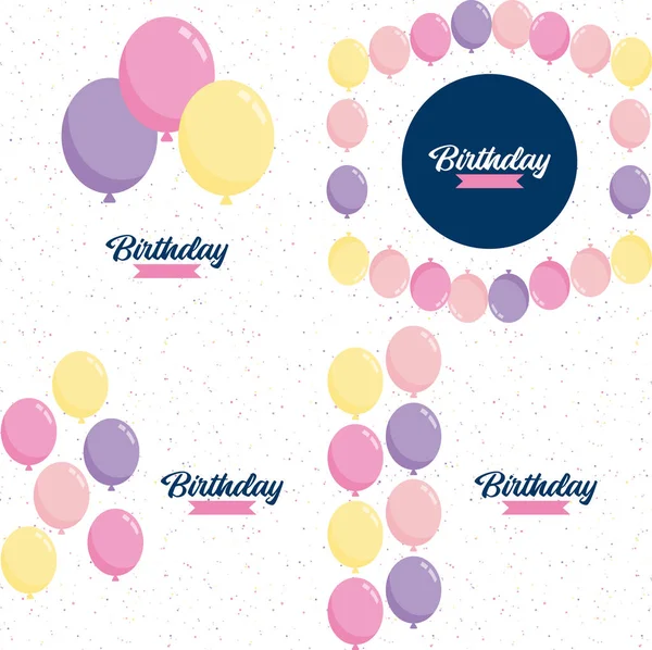 Happy Birthday Text Shiny Metallic Finish Abstract Background — Image vectorielle