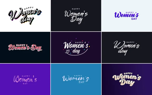 Set Happy International Woman Day Signs Emblems Vector Design Elements — Stockvektor