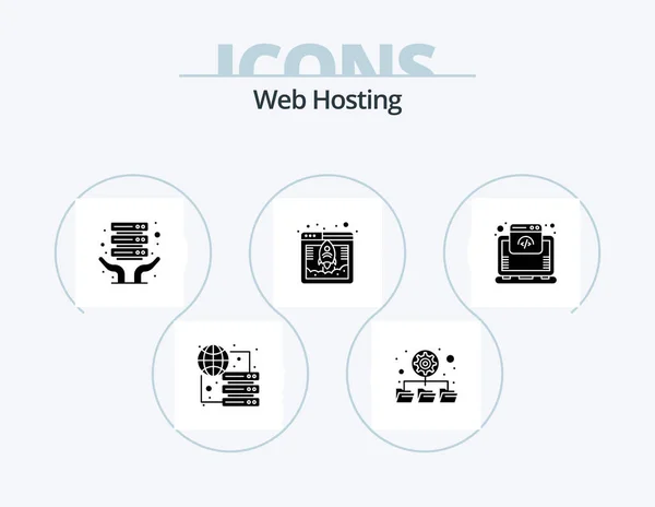 Web Hosting Glyph Icon Pack Icon Design Internet Cloud Internet — Stok Vektör