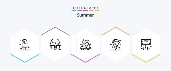 Summer Line Icon Pack Including Ice Cream Sun Summer Outdoor — Stockový vektor