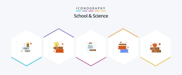 School Science Flat Icon Pack Including Read Pen Article Writing — Wektor stockowy