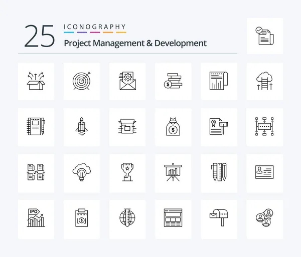 Project Management Development Line Icon Pack Including Business Ghold Focus — 图库矢量图片