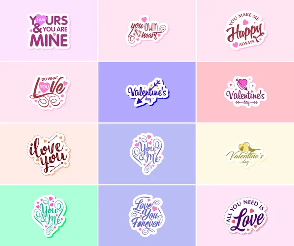Love Air Valentine Day Typography Graphics Stickers — 图库矢量图片