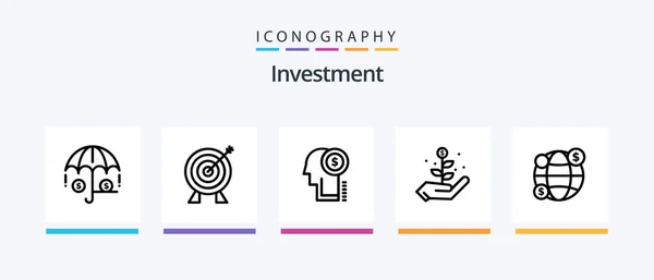 Investment Line Icon Pack Including Investment Money Asset Savings Bank — Stok Vektör