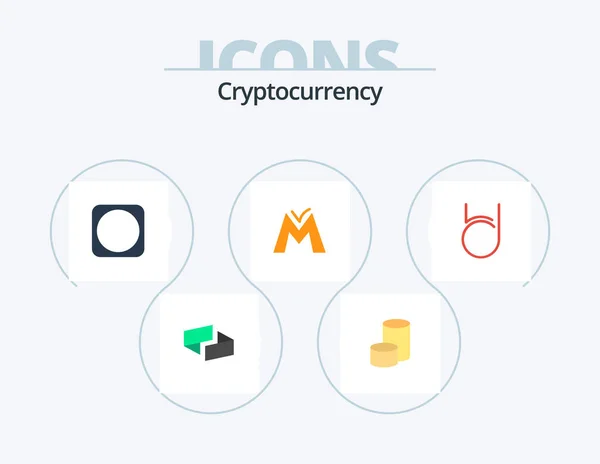 Cryptocurrency Flat Icon Pack Icon Design Coin Crypto Currency Byetball — Vettoriale Stock
