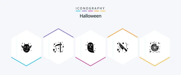 Halloween Glyph Icon Pack Including Spider Knife Scary Halloween Halloween — Stock Vector