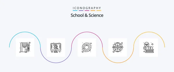School Science Line Icon Pack Including College Astronomy Learning Education — Stockvector