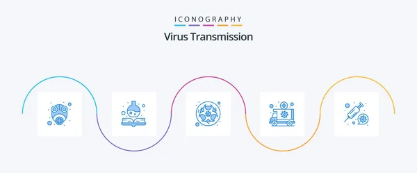 Virus Transmission Blue Icon Pack Including Medicine Transportation Bio Medical — Stockový vektor