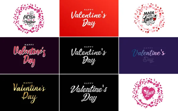 Happy Valentine Day Hand Lettering Calligraphy Text Heart Isolated White — Stockový vektor