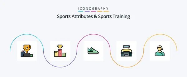 Sports Atributes Sports Training Line Filled Flat Icon Pack Including — Stock Vector