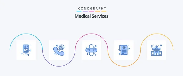 Medical Services Blue Icon Pack Including Medical Clinic Bandage Report — Image vectorielle