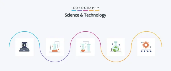 Science Technology Flat Icon Pack Including Work Management Team Management — Vetor de Stock