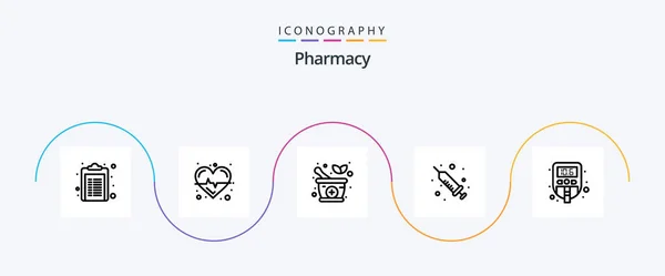 Pharmacy Line Icon Pack Including Test Medical Herbal Level Liquid — Stok Vektör