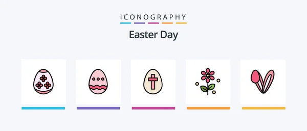Easter Line Filled Icon Pack Including Egg Easter Easter Decoration — Stockvektor