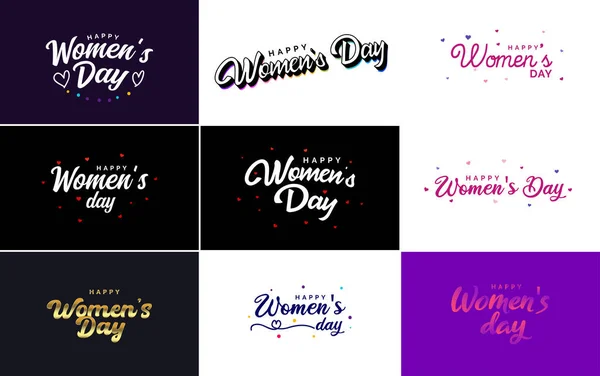 Abstract Happy Women Day Logo Love Vector Design Pink Red — Stock Vector