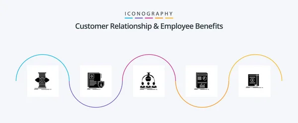 Customer Relationship Employee Benefits Glyph Icon Pack Including Success Layout — Vector de stock