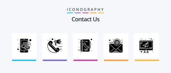 Contact Glyph Icon Pack Including Mail Email Book Computer Newsletter — Stockvektor