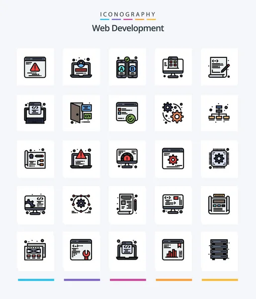 Creative Web Development Line Filled Icon Pack Code Programming Mobile — Stockový vektor