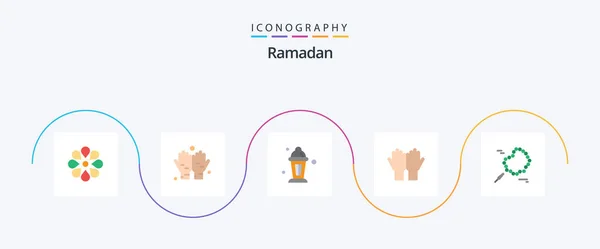 Ramadan Flat Icon Pack Including Pray Salat Islam Religion Pray — Stockový vektor