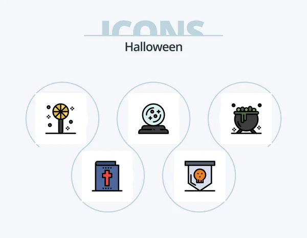 Halloween Line Filled Icon Pack Icon Design Halloween Broom Broom — Stock Vector