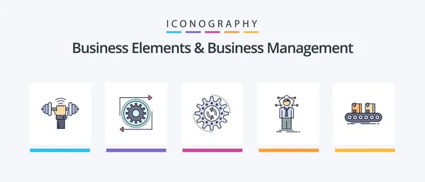 Business Elements Business Managment Line Filled Icon Pack Including Processing — Stock vektor