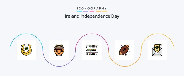 Ireland Independence Day Line Filled Flat Icon Pack Including Ireland — Vector de stock