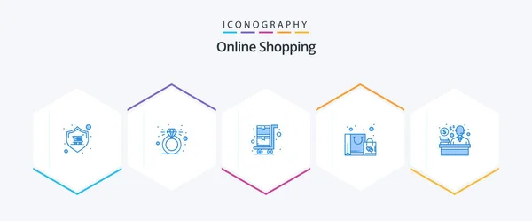 Online Shopping Blue Icon Pack Including Customer Purchase Shopping Shopping — Image vectorielle