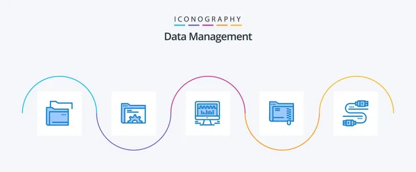 Data Management Blue Icon Pack Including Sata Storage Computer Server — Image vectorielle