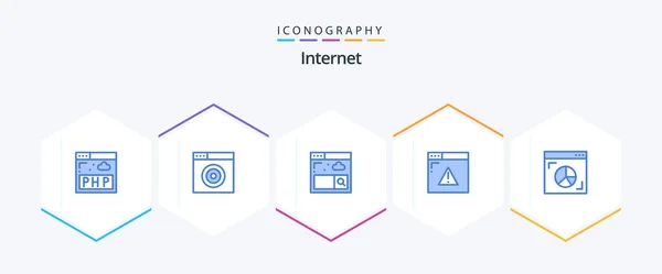 Internet Blue Icon Pack Including Internet Search Graph Web Page — Archivo Imágenes Vectoriales