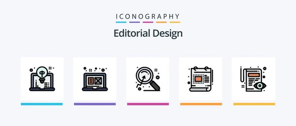 Editorial Design Line Filled Icon Pack Including Art Look Design — Vettoriale Stock