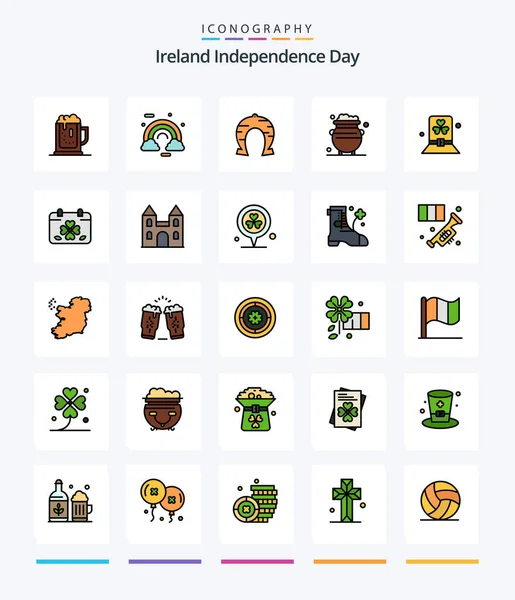 Creative Ireland Independence Day Line Filled Icon Pack Luck Fortune — Vector de stock