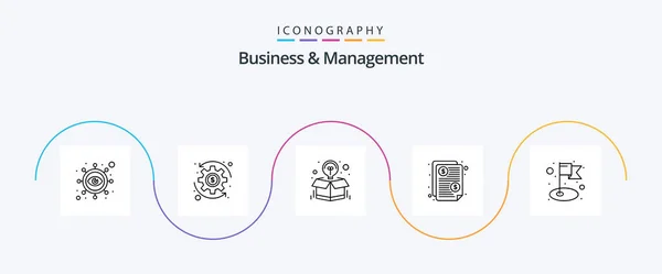 Business Management Line Icon Pack Including Flag Paid Creative Price — Wektor stockowy